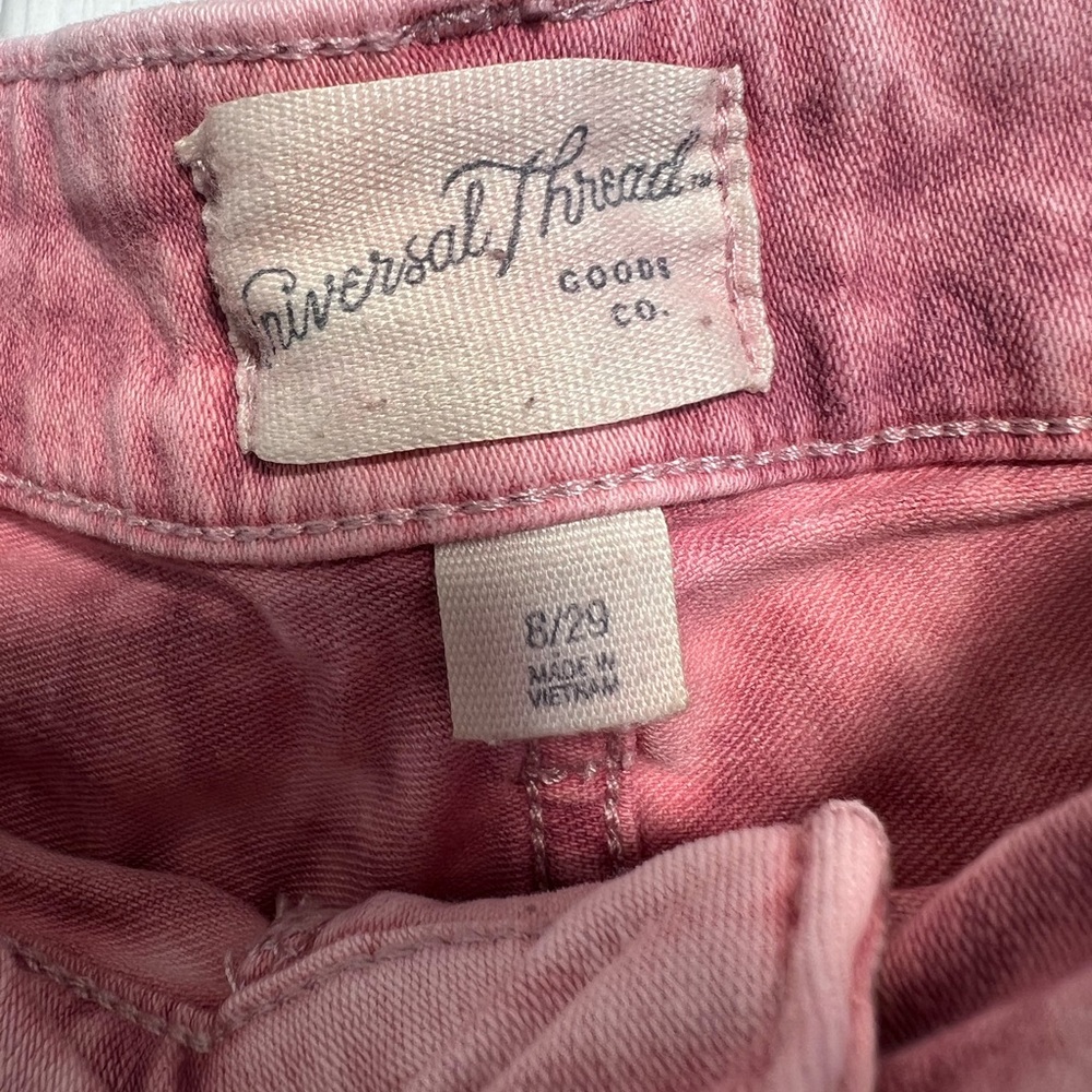 Universal Thread High-Rise Pink Acid-Wash Denim Shorts - Picture 5 of 7